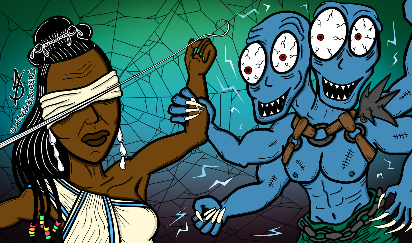 MTG artist playmat — Blue Farm CEDH deck art. Hand-drawn Magic: The Gathering playmat for competitive EDH players.